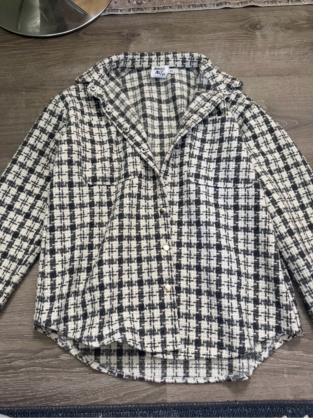 Princess Polly Black and White Plaid Button-Up Shacket